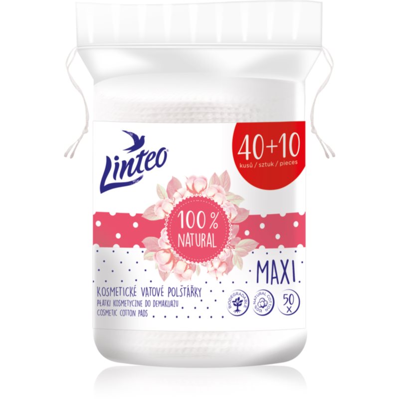 Linteo Natural Cotton Pads тампони за почистване на грим Maxi 40 + 10ks - Грижа за лице - Сравни цени от 1 магазин с безплатна доставка
