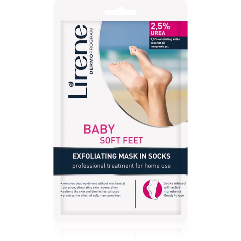 Lirene Foot Care ексфолиращи чорапи за омекотяване и хидратиране кожата на краката. 2,5% Urea