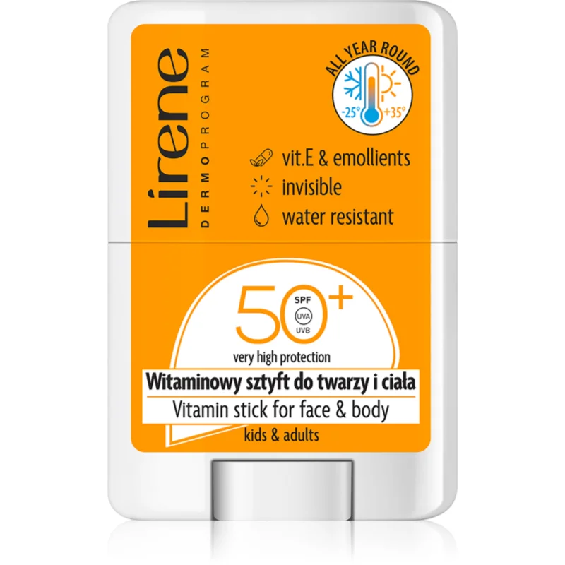 Lirene Vitamin Stick For Face & Body локална слънцезащитна грижа за лице и тяло SPF 50