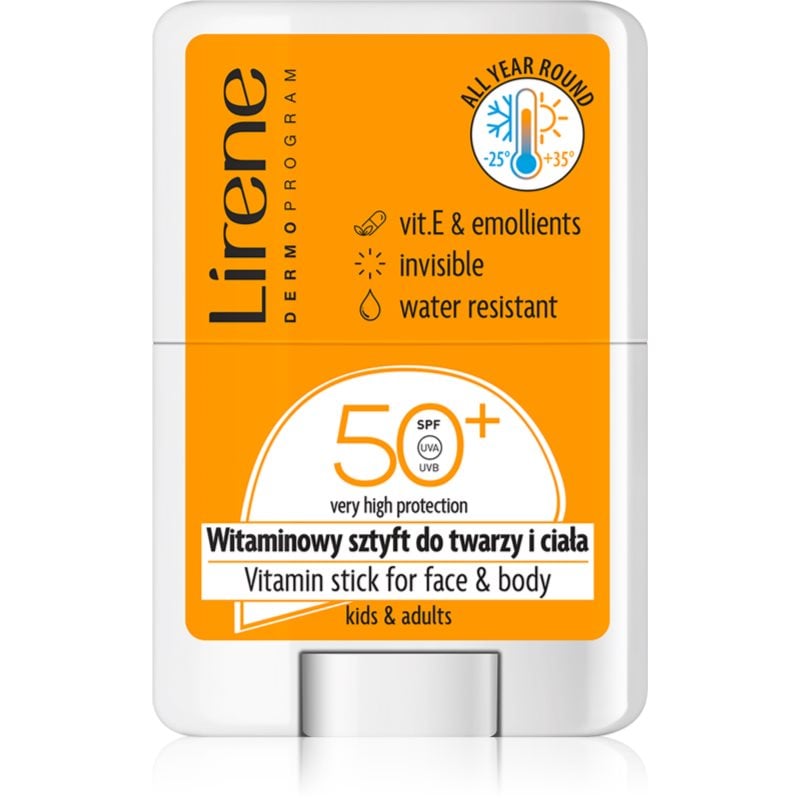 Lirene Vitamin Stick For Face & Body локална слънцезащитна грижа за лице и тяло SPF 50