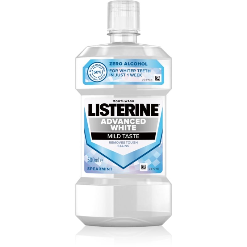 Listerine Listerine Advanced White Mild Taste вода за уста с избелващ ефект - Унисекс парфюм 500мл - Сравни цени от 1 магазин с безплатна доставка