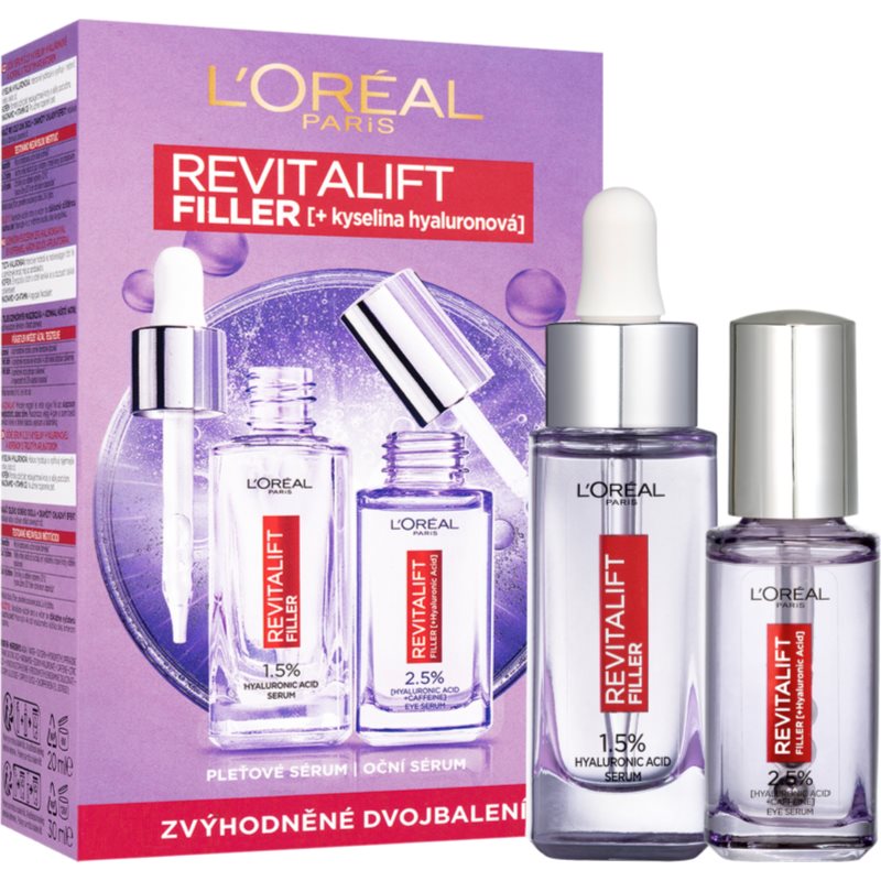 LOreal Paris L’Oréal Paris Revitalift Filler комплект за грижа за лице за зоната на лицето и очите - Унисекс парфюм - Сравни цени от 1 магазин с безплатна доставка