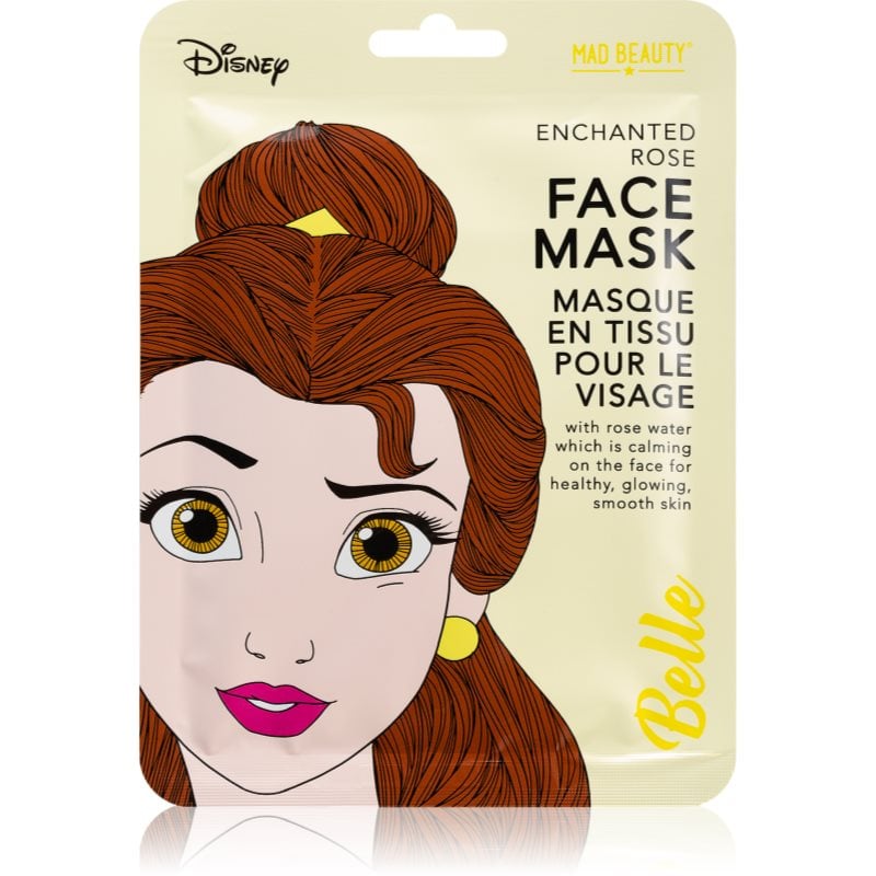 Mad Beauty Disney Princess Belle успокояваща платнена маска с екстракт от диви рози