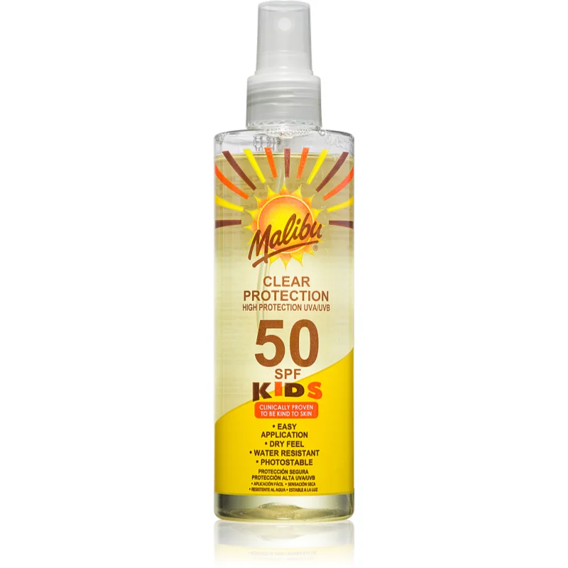 Malibu Clear Protection защитен спрей SPF 50 за деца - Грижа за тяло - Сравни цени от 1 магазин с безплатна доставка