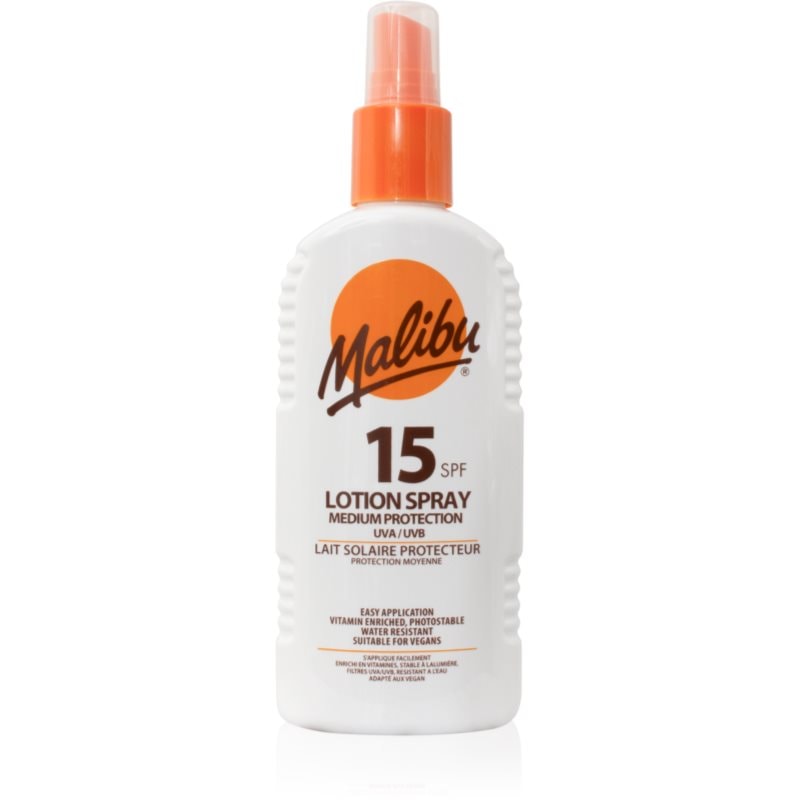 Malibu Lotion Spray Medium Protection защитен спрей SPF 15 - Грижа за тяло - Сравни цени от 1 магазин с безплатна доставка