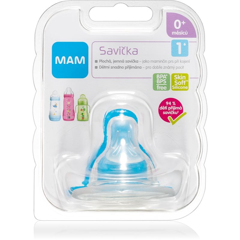 MAM Baby Bottles Teat V1 биберон за шише Slow Flow 0m+