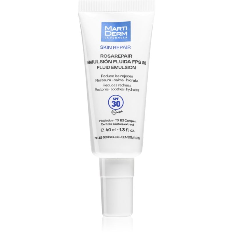 MartiDerm Skin Repair Rosarepair Fluid Emulsion SPF 30 хидратиращ флуид против зачервяване на кожата SPF 30