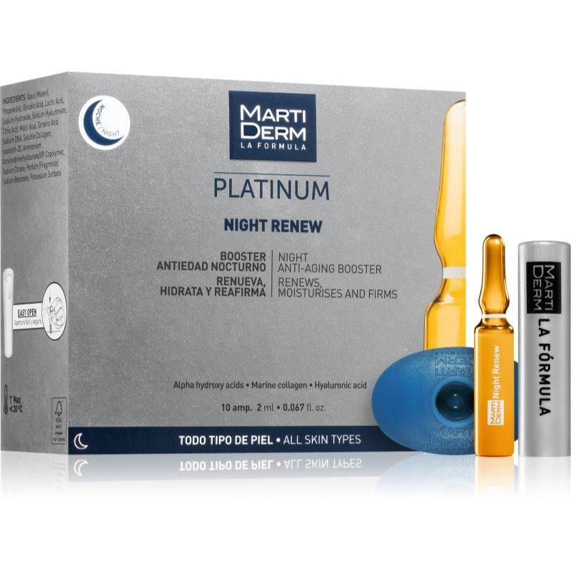 MartiDerm Platinum Night Renew нощен серум против бръчки в ампули 10x - Грижа за лице - Сравни цени от 1 магазин с безплатна доставка