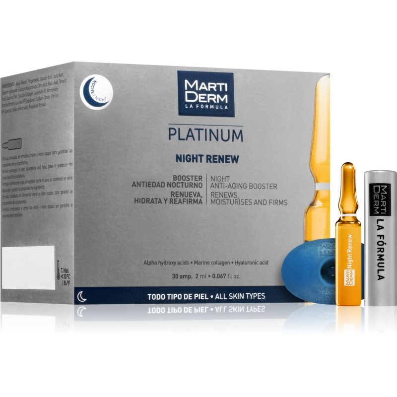 MartiDerm Platinum Night Renew нощен серум против бръчки в ампули 30x - Грижа за лице - Сравни цени от 1 магазин с безплатна доставка