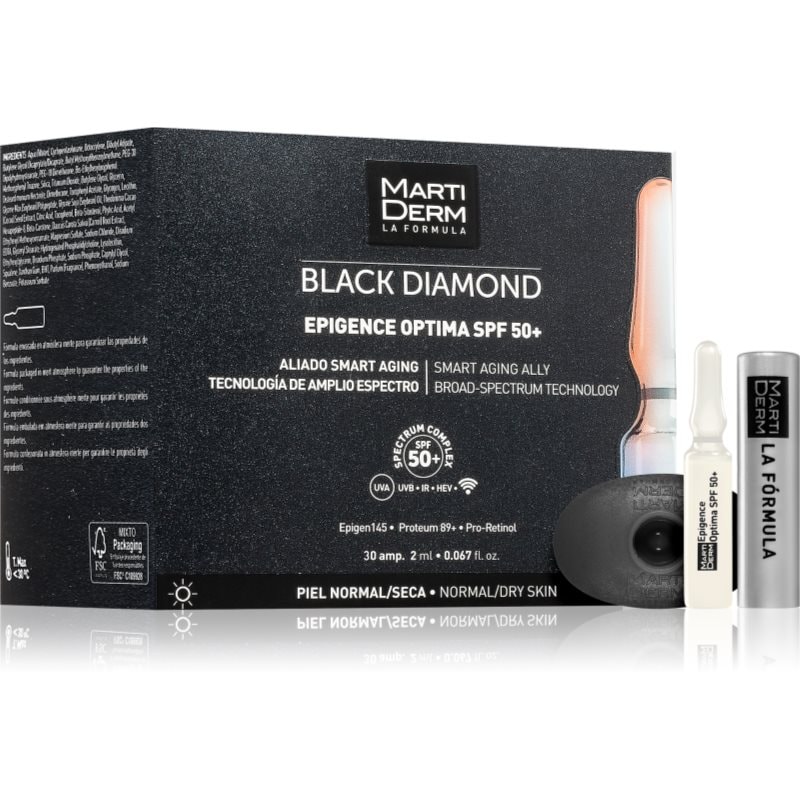 MartiDerm MartiDerm Black Diamond Epigence Optima SPF 50+ защитен серум в ампули SPF 50+ 30x - Унисекс парфюм 2мл - Сравни цени от 1 магазин с безплатна доставка