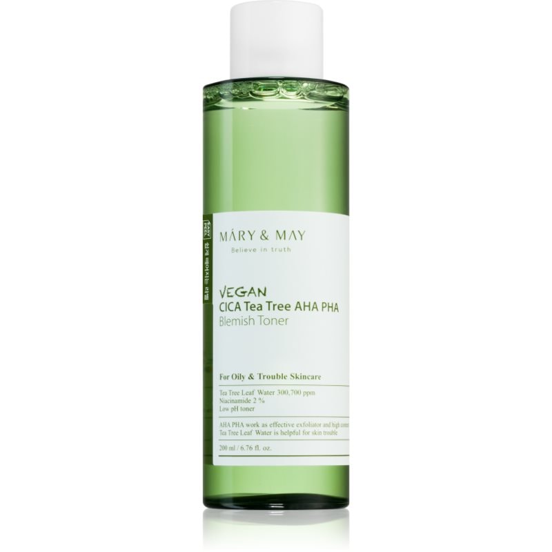 MARY & MAY Cica Tea Tree AHA PHA успокояващ тоник за проблемна кожа, акне - Грижа за лице - Сравни цени от 1 магазин с безплатна доставка