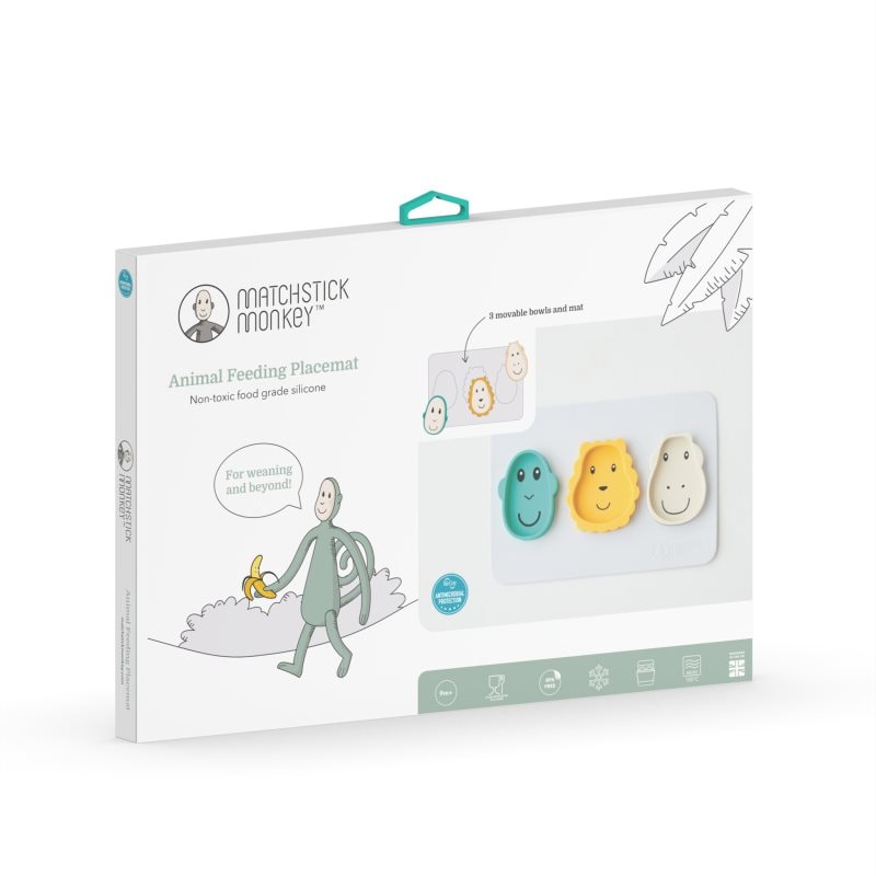 Matchstick Monkey Animal Snack Mat комплект за хранене за деца Monkey, Lion & Giraffe - За деца - Сравни цени от 1 магазин с безплатна доставка