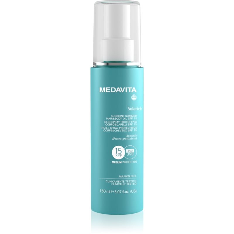 Medavita Solarich Sunshine Summer Hair & Body Oil защитно масло за тяло и коса SPF 15 - Грижа за тяло - Сравни цени от 1 магазин с безплатна доставка