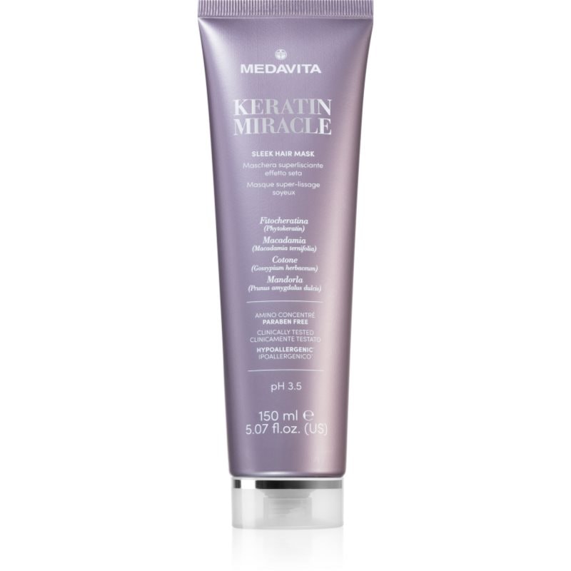 Medavita Medavita Keratin Miracle Sleek Hair Mask овлажняваща и изглаждаща маска - Унисекс парфюм 150мл - Сравни цени от 1 магазин с безплатна доставка