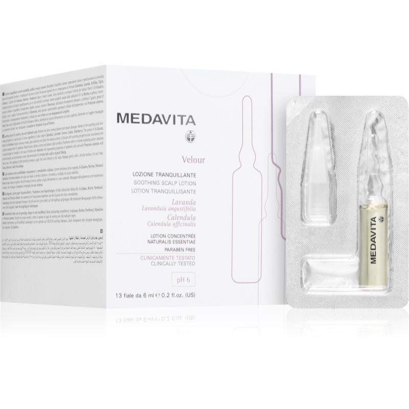 Medavita Velour Soothing Scalp Lotion интензивна изглаждаща грижа За коса 12x - Грижа за коса - Сравни цени от 1 магазин с безплатна доставка