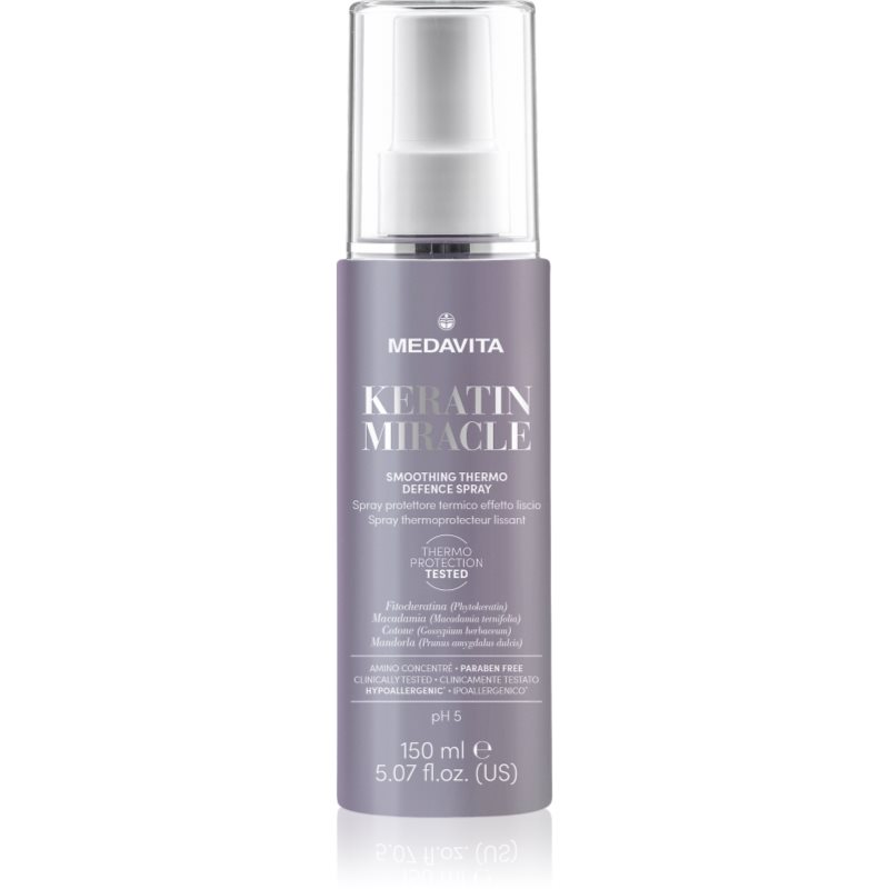 Medavita Keratin Miracle Smoothing Thermo Defence Spray термозащитен спрей за оформяне с преса и маша За коса - Грижа за коса - Сравни цени от 1 магазин с безплатна доставка