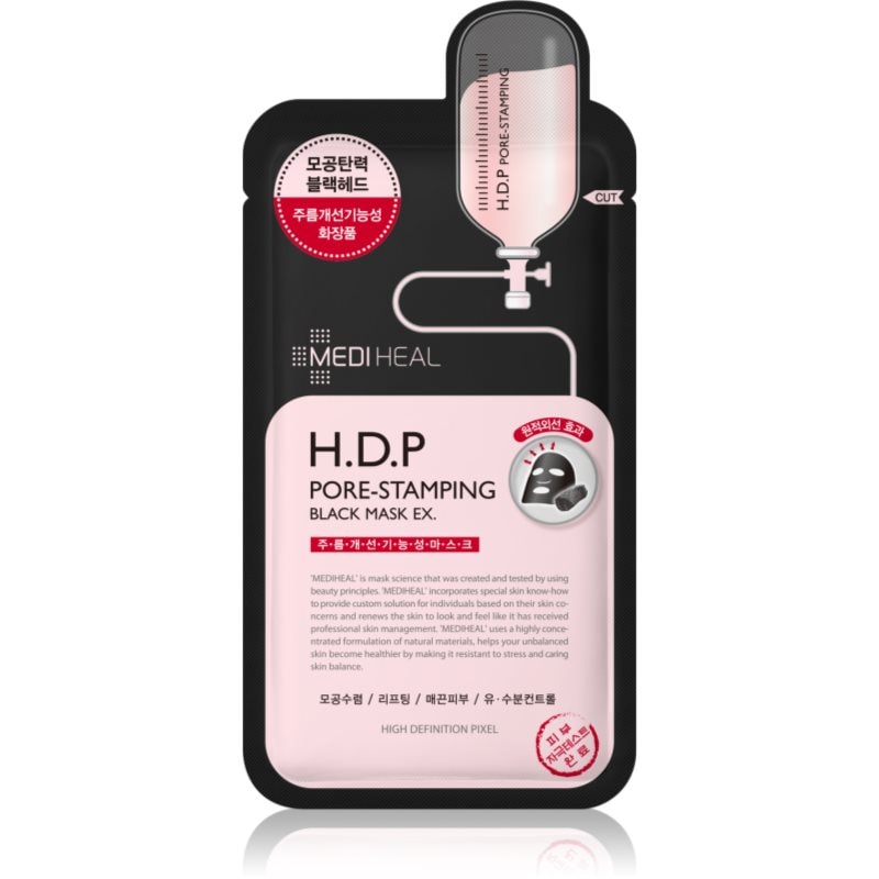 MEDIHEAL Black Mask H.D.P Pore-Stamping платнена маска за стягане на порите - Грижа за лице - Сравни цени от 1 магазин с безплатна доставка