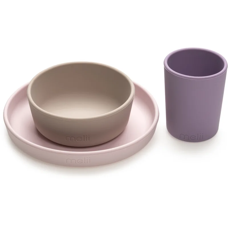 Melii Feeding Set сет за хранене Pink, Purple, Grey