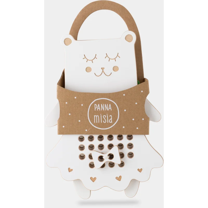 Milin Wooden Lacing Toy Mrs. Teddy играчка за подреждане 22 cm x 16 cm x 0,7 cm - За деца - Сравни цени от 1 магазин с безплатна доставка