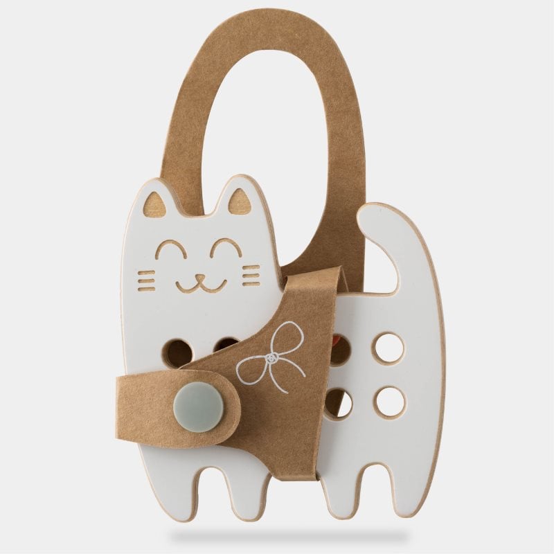 Milin Small Wooden Lacing Toy Cat играчка за подреждане 9 cm x 8,5 cm x 0,7 cm