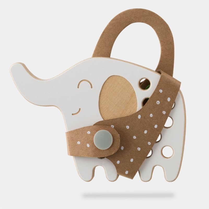 Milin Small Wooden Lacing Toy Elephant играчка за подреждане 8,5 cm x 12,5 cm x 0,7 cm - За деца - Сравни цени от 1 магазин с безплатна доставка