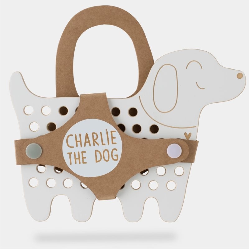 Milin Big Wooden Lacing Toy Dog Charlie играчка за подреждане 15 cm x 20 cm x 0,7 cm - За деца - Сравни цени от 1 магазин с безплатна доставка