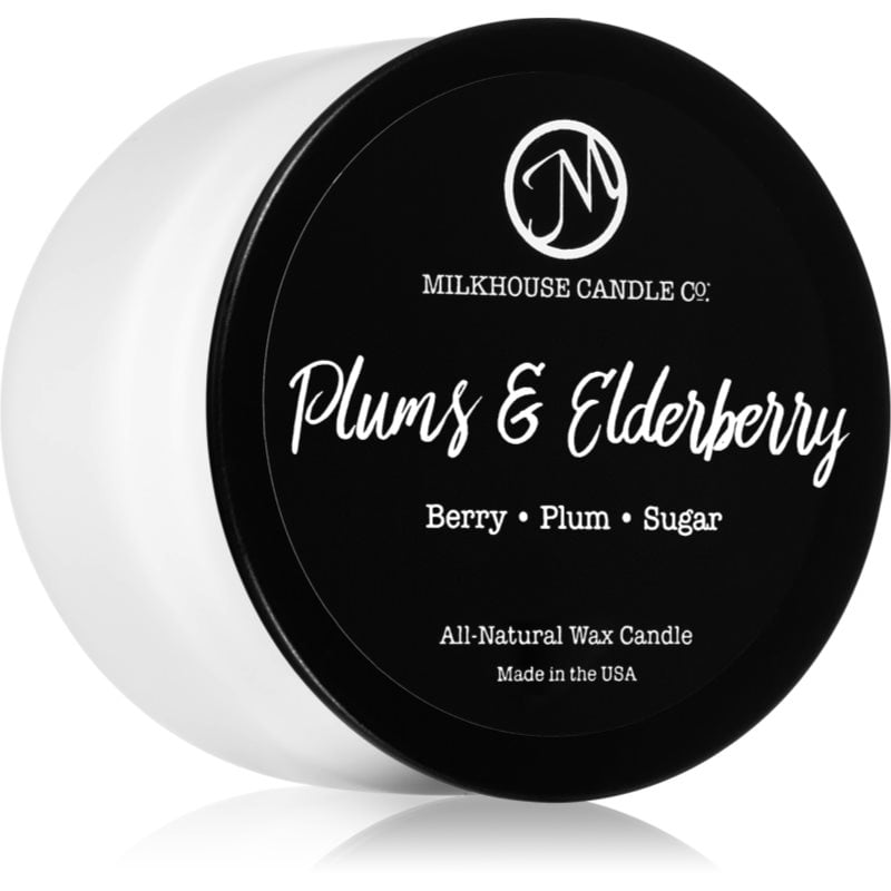 Milkhouse Candle Co. Creamery Plums & Elderberry ароматна свещ Treveler Tin 106 гр.