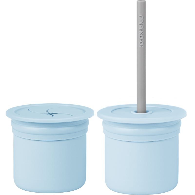 Minikoioi Sip+Snack Set комплект за хранене за деца Mineral Blue / Powder Grey - Комплект - Сравни цени от 1 магазин с безплатна доставка
