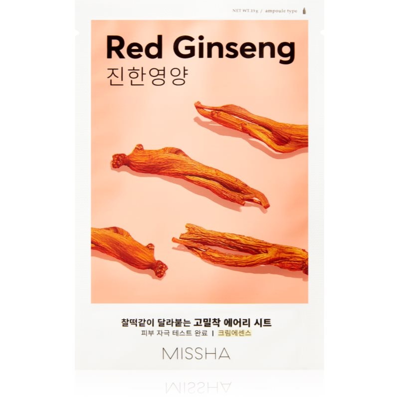 Missha Missha Airy Fit Red Ginseng платнена маска с хидратиращ и ревитализиращ ефект - Унисекс парфюм 19мл - Сравни цени от 1 магазин с безплатна доставка