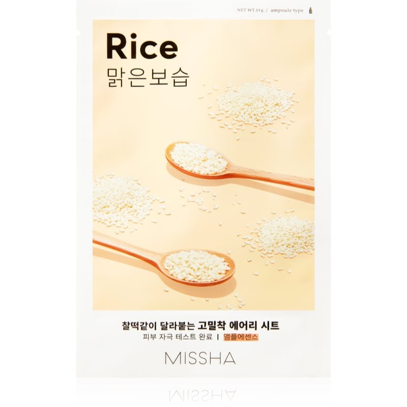 Missha Airy Fit Rice платнена маска с почистващ и освежаващ ефект