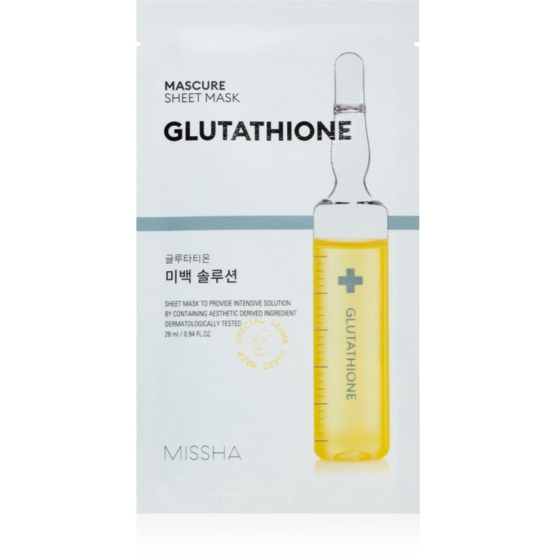 Missha Mascure Glutathione озаряваща платнена маска - Грижа за лице - Сравни цени от 1 магазин с безплатна доставка