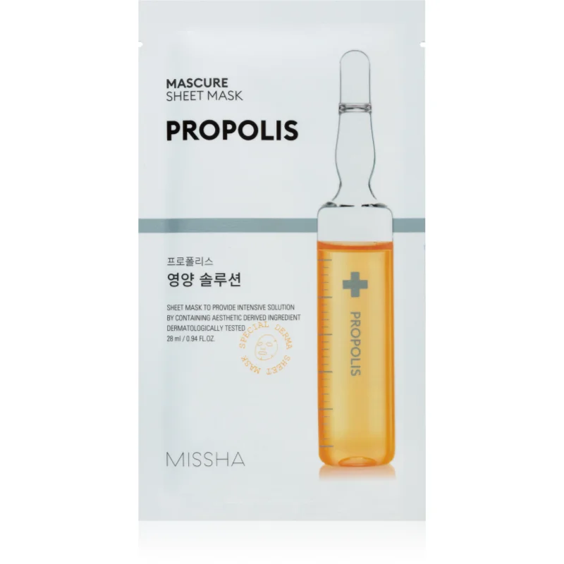 Missha Mascure Propolis подхранваща платнена маска за чувствителна и раздразнена кожа