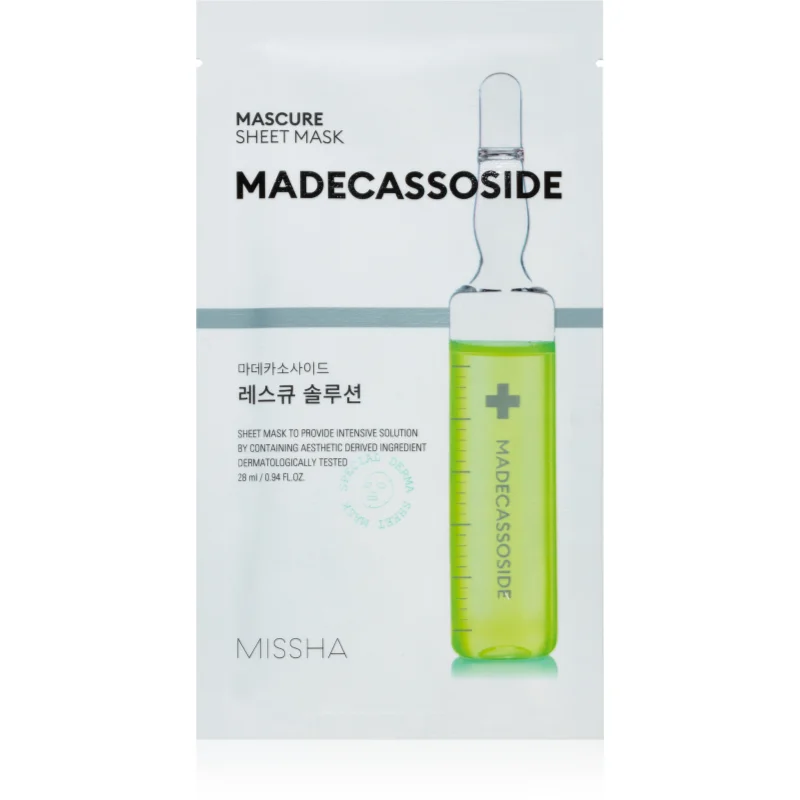 Missha Mascure Madecassoside подхранваща платнена маска за чувствителна и раздразнена кожа