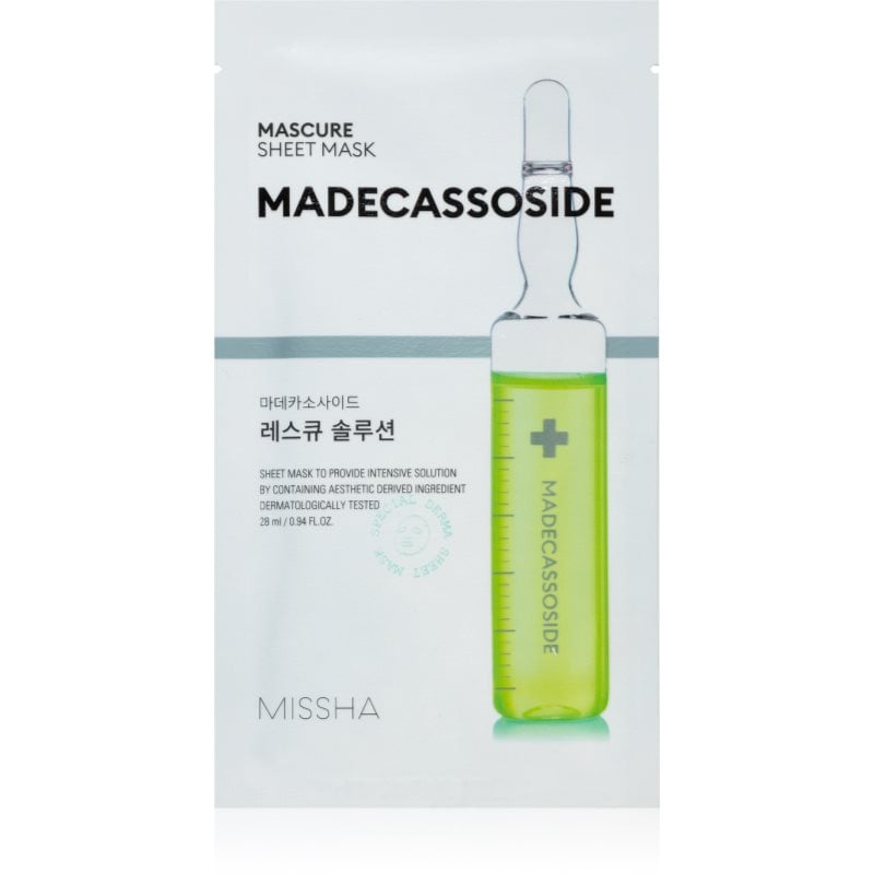 Missha Mascure Madecassoside подхранваща платнена маска за чувствителна и раздразнена кожа