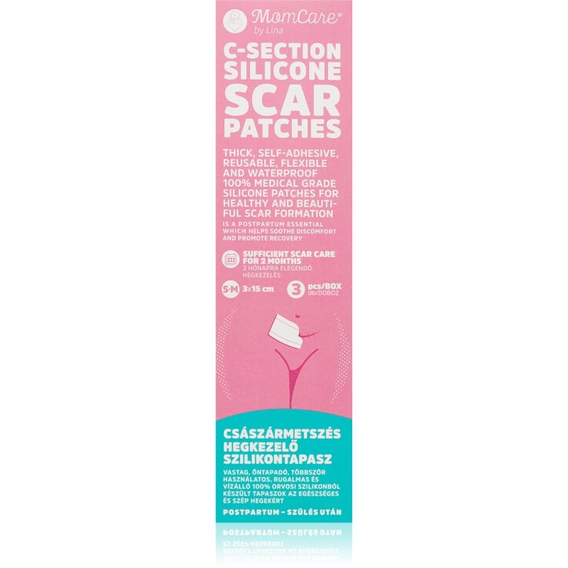 MomCare by Lina C-Section Silicone Scar Patches силиконови лепенки за рани след цезарово сечение размер S-M 3x15 cm