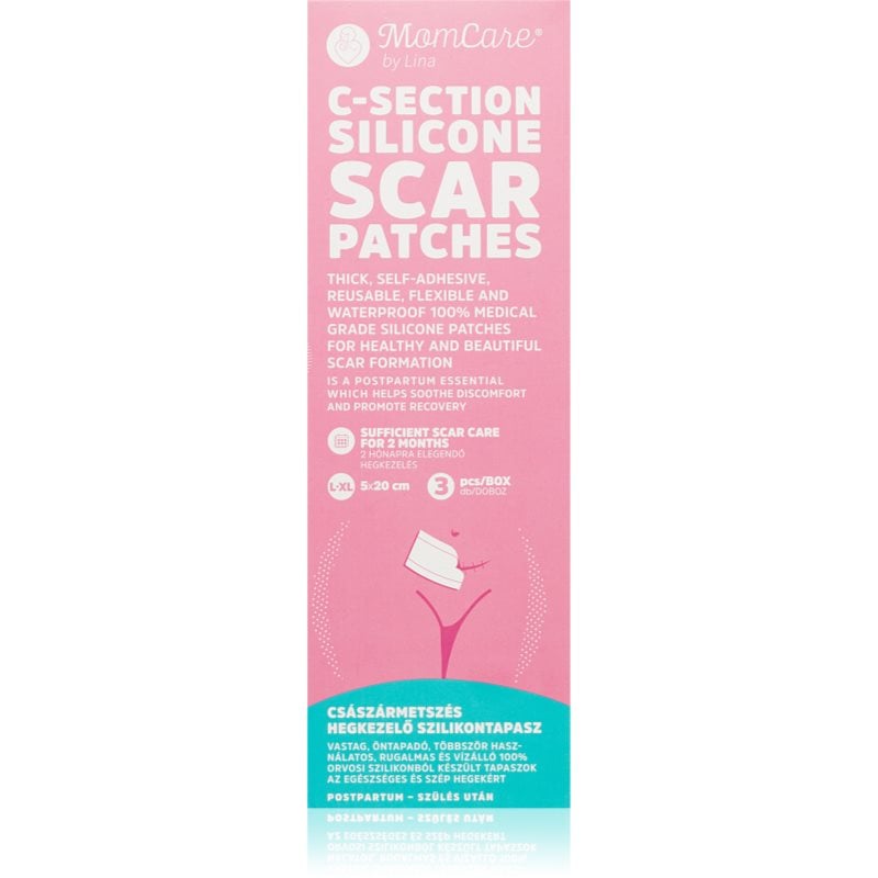 MomCare by Lina C-Section Silicone Scar Patches силиконови лепенки за рани след цезарово сечение размер L-XL 5 x 20 cm