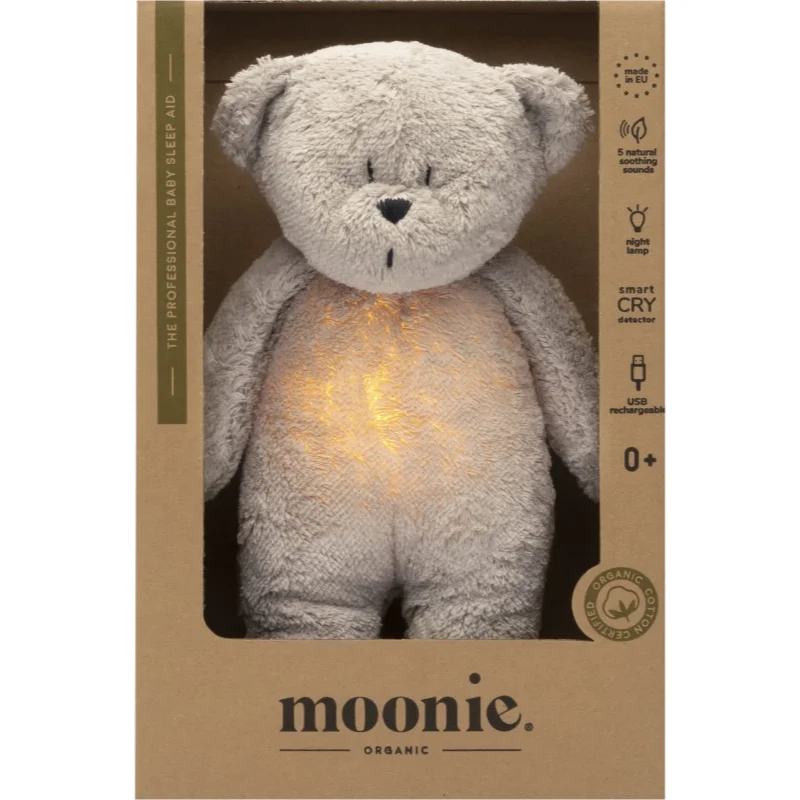 Moonie Bear 2.0 Organic Grey играчка за заспиване с мелодия - За деца - Сравни цени от 1 магазин с безплатна доставка