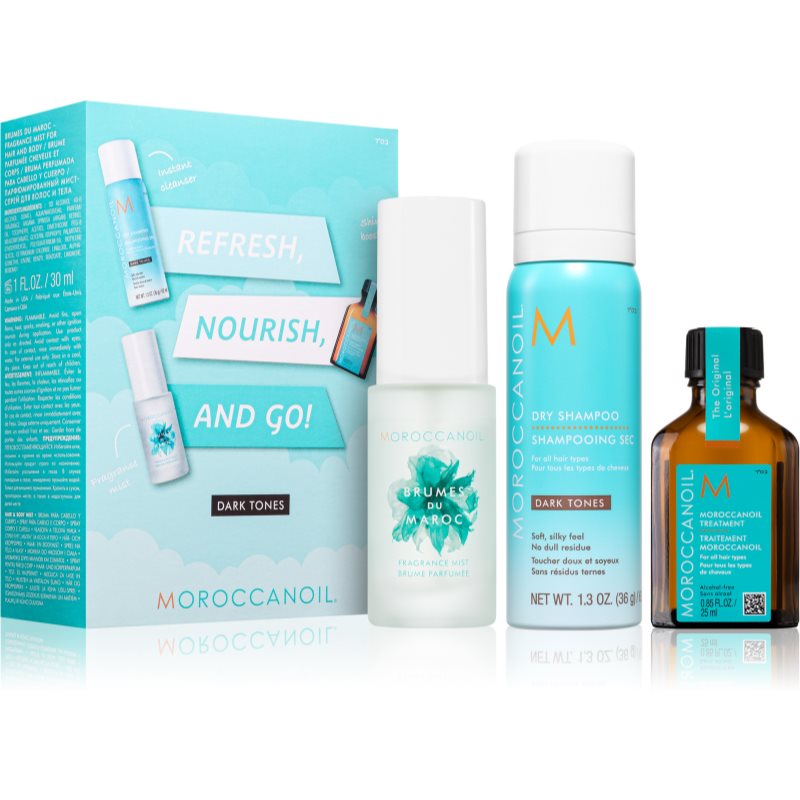 Moroccanoil Refresh, Nourish, and Go! (Dark Tones) комплект за тъмна коса за жени - Комплект - Сравни цени от 1 магазин с безплатна доставка