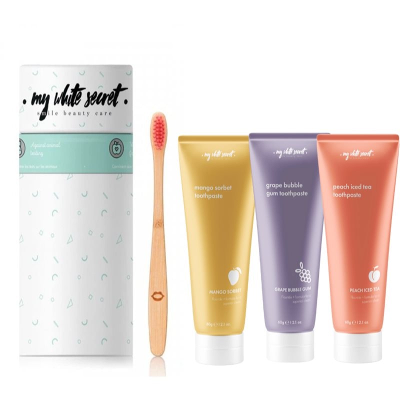 My White Secret Gift Pack Fruits Toothpaste + Toothbrush Комплект за дентална грижа - Комплект - Сравни цени от 1 магазин с безплатна доставка