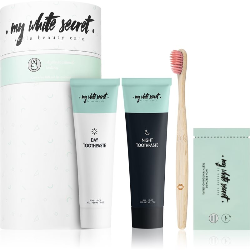 My White Secret My White Secret Smile Beauty Care Gift Pack Комплект за дентална грижа за блестяща усмивка - Унисекс парфюм - Сравни цени от 1 магазин с безплатна доставка