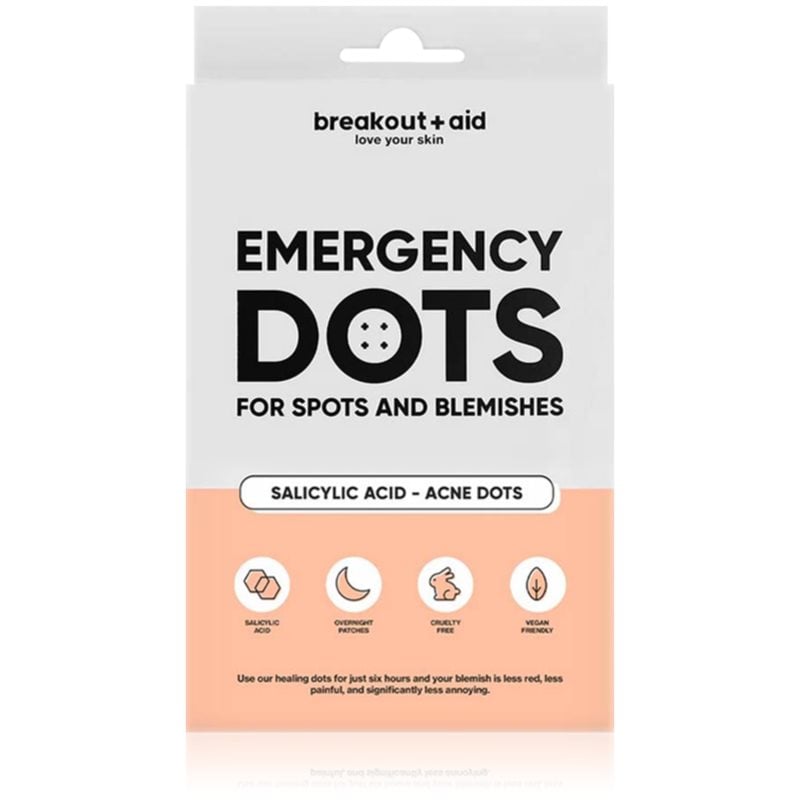 breakout + aid Emergency Dots For Spots and Blemishes локална грижа против акне на лицето, деколтето и гърба със салицилова киселина