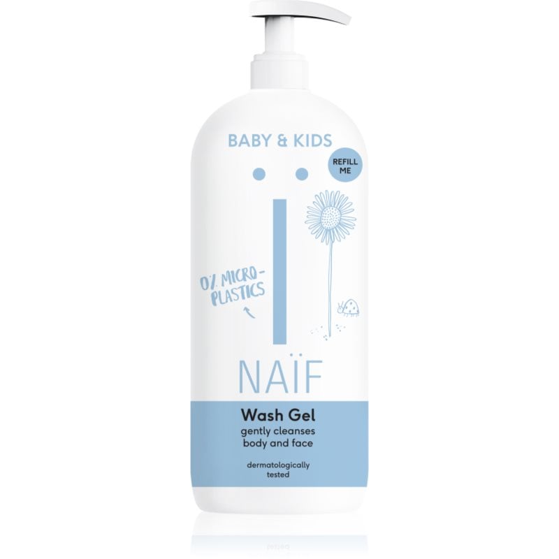Naif Baby & Kids Wash Gel почистващ и миещ гел за деца и бебета за тяло и лице Refill Me