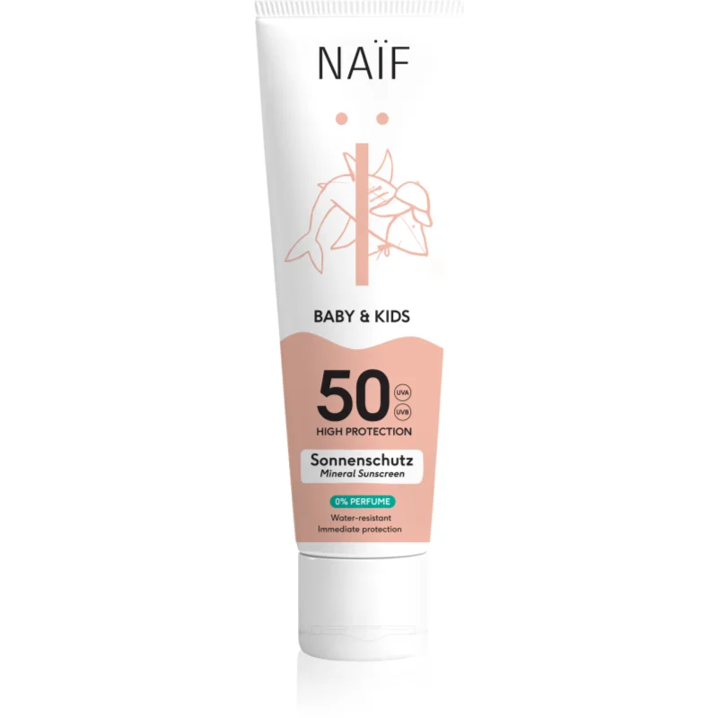 Naif Baby & Kids Mineral Sunscreen SPF 50 0 % Perfume слънцезащитни продукти за бебета и деца без парфюм SPF 50 - Грижа за тяло - Сравни цени от 1 магазин с безплатна доставка