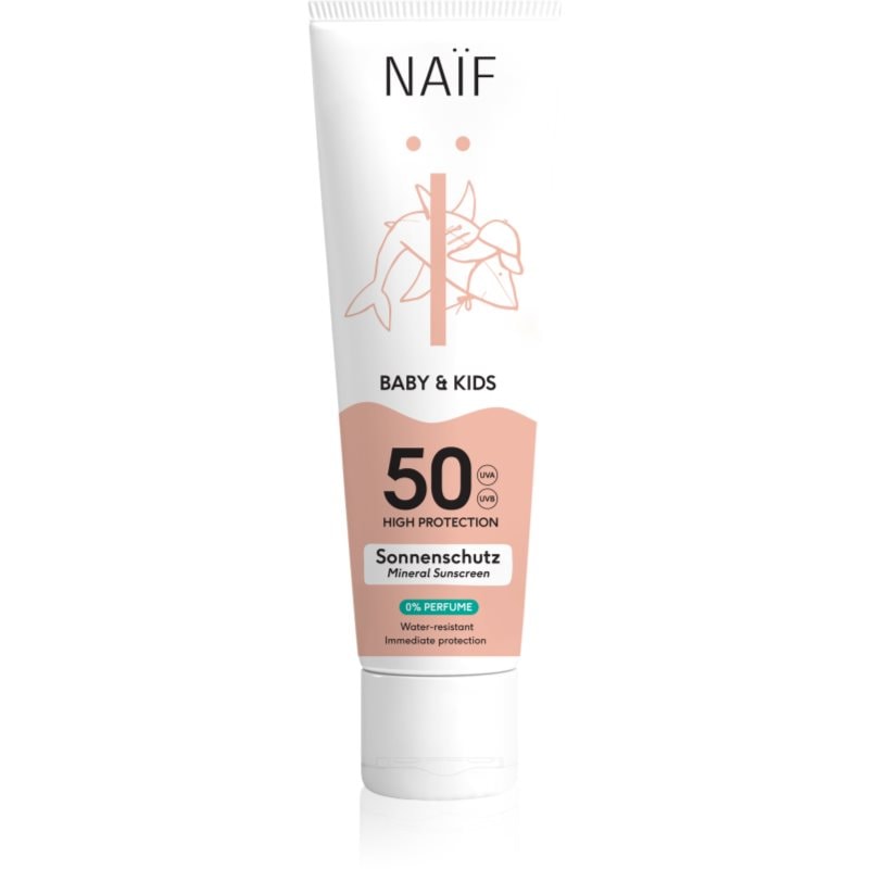 Naif Baby & Kids Mineral Sunscreen SPF 50 0 % Perfume слънцезащитни продукти за бебета и деца без парфюм SPF 50 - Грижа за тяло - Сравни цени от 1 магазин с безплатна доставка