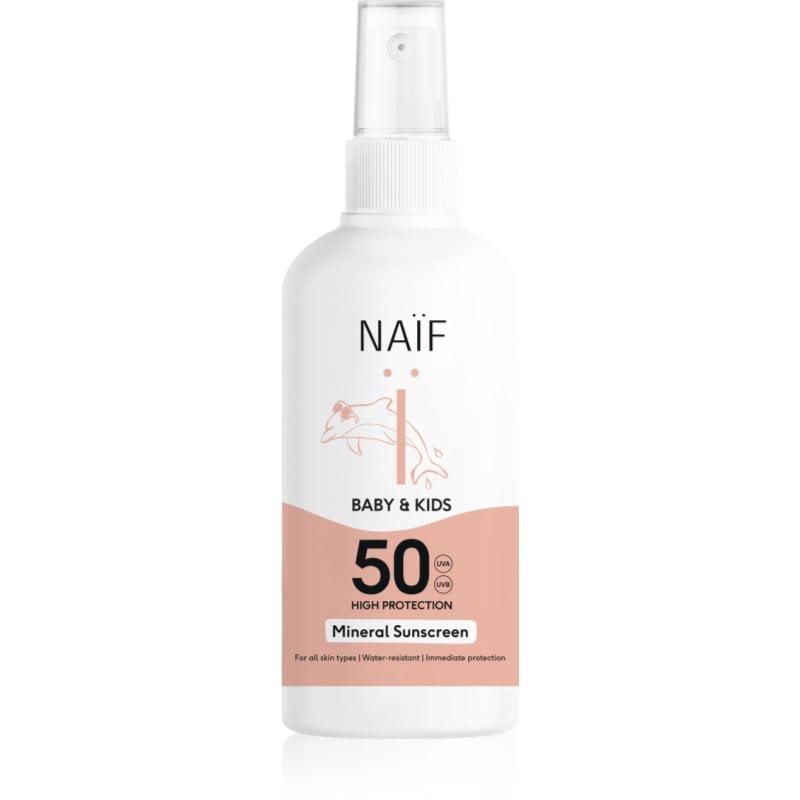 Naif Baby & Kids Mineral Sunscreen SPF 50 слънцезащитен спрей за деца