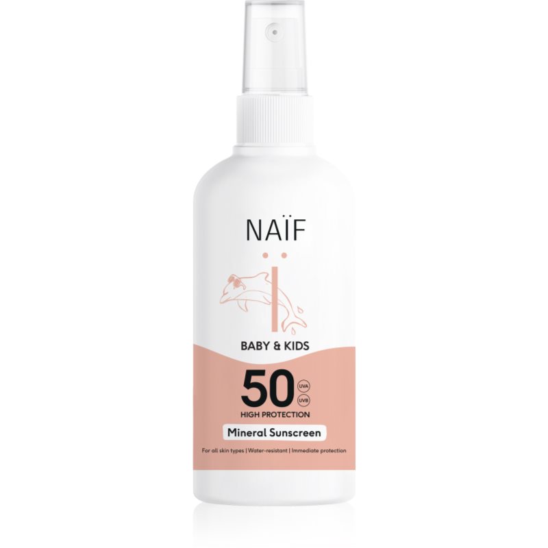 Naif Baby & Kids Mineral Sunscreen SPF 50 слънцезащитен спрей за деца - Грижа за тяло - Сравни цени от 1 магазин с безплатна доставка