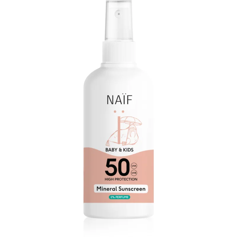 Naif Baby & Kids Mineral Sunscreen SPF 50 0 % Perfume слънцезащитен спрей - Грижа за тяло - Сравни цени от 1 магазин с безплатна доставка
