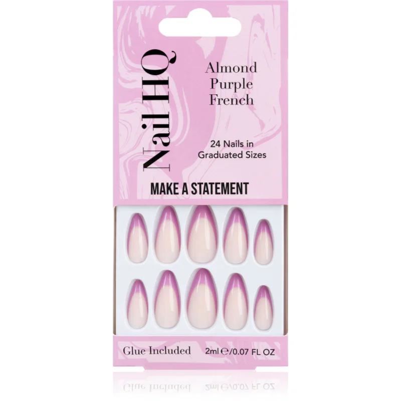 Nail HQ Almond Purple French Изкуствени нокти с лепило - Грим - Сравни цени от 1 магазин с безплатна доставка