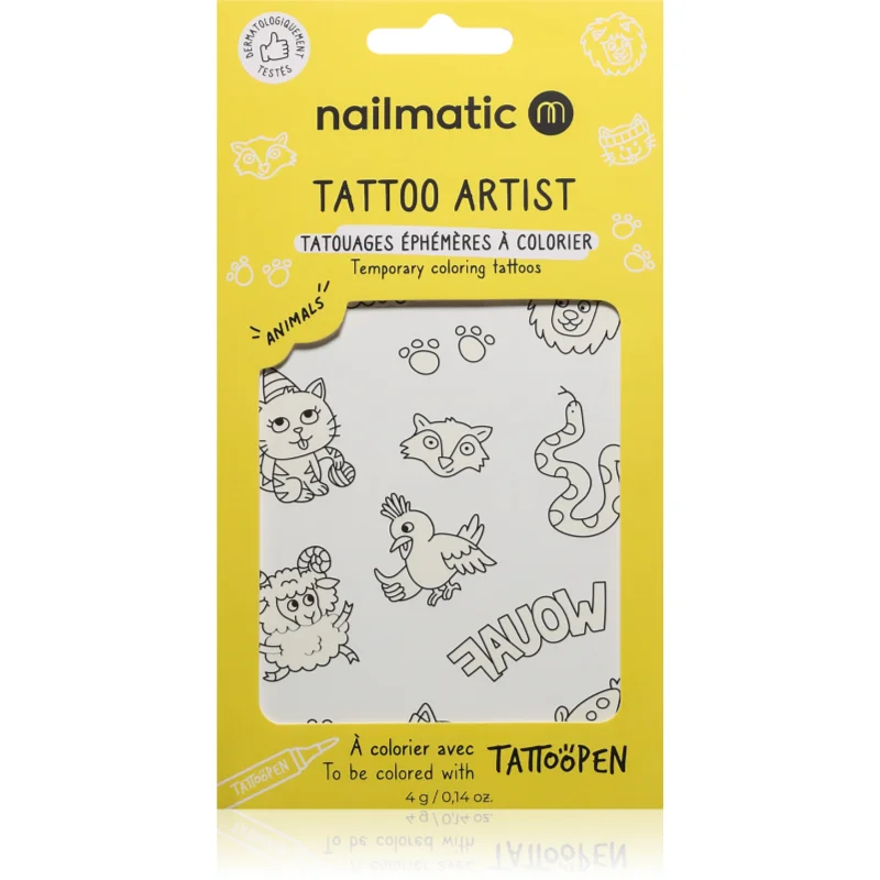 Nailmatic Tattoo Artist Temporary Coloring Tattoos татуировка за деца 3 y+ Animals 9x16,3 см - За деца - Сравни цени от 1 магазин с безплатна доставка