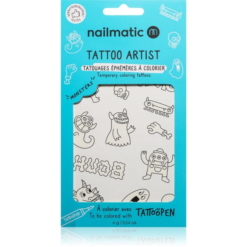 Nailmatic Tattoo Artist Temporary Coloring Tattoos татуировка за деца 3 y+ Monsters 9x16,3 см - За деца - Сравни цени от 1 магазин с безплатна доставка